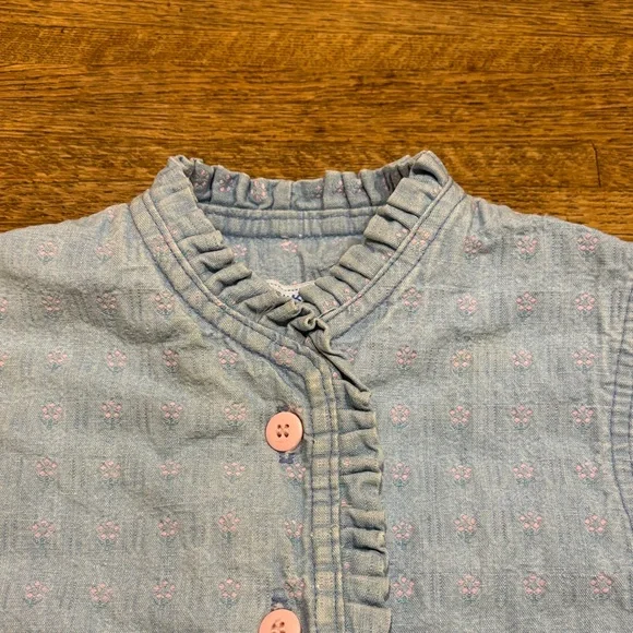 Vintage  OshKosh B'gosh Denim Jacket with Pink Flower Accents - Picture 3 of 10